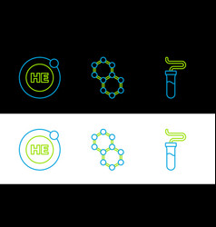 Set Line Test Tube Helium And Molecule Icon