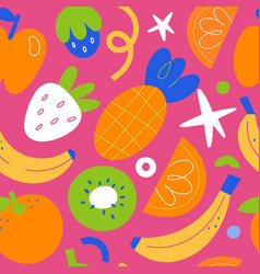 Tropical Fruit Print Banana And Strawberry