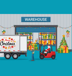 Warehouse Decorated With Lights And Christmas