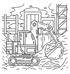 Construction Excavator Coloring Page For Kids