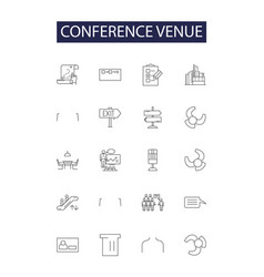 Conference Venue Line Icons And Signs