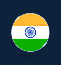 India National Flag Circle Button Icon Simple