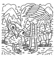 Mother Flamingo And Baby Coloring Page