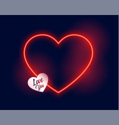 Red Neon Heart With Love You Message