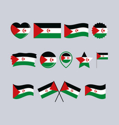 Western Sahara Flag Icon Set On A Gray Background