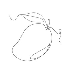 Continuous One Single Line Drawing Of Mango Fruit