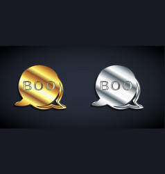 Gold And Silver Boo Speech Bubble Icon Isolated