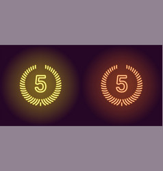 Neon Icon Of Yellow And Orange Fifth Place