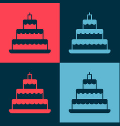 Pop Art Wedding Cake Icon Isolated On Color