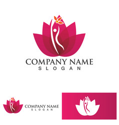 Yoga People Lotus Flower Logo Icon Design Template