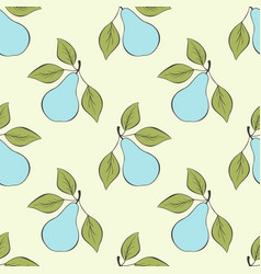 Blue Pears Pattern On Green Pastel Background