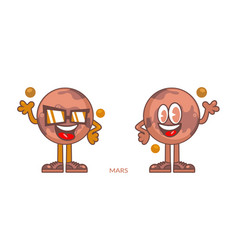 Two Funny Happy Smiling Mars Planet Cartoon