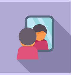 Man Looking In Mirror At Reflection