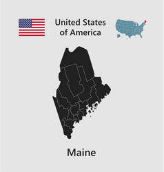 Map State Maine Flag And Usa