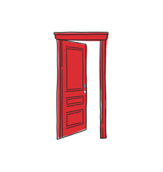 Red Open Door Simple Clip Art With White