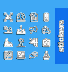 Set Line Breaking News Journalist Id Card Tv