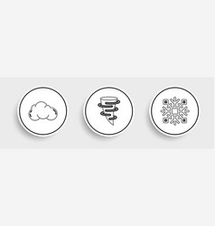 Set Line Snowflake Cloud And Tornado Icon