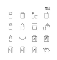 Set Of Animal Milk And Cereal Milk Line Icon