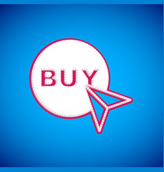 White Buy Button Icon Isolated On Blue Background