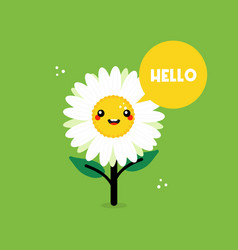 Amomile Daisy Flower Character Saying Hello