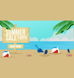 Horizontal Banner Summer Sale Beach Background