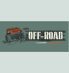 Off Road Grunge Banner With Tire Print And