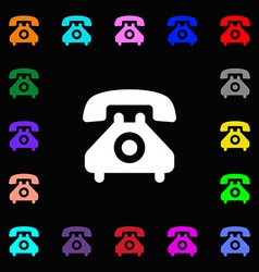 Retro Telephone Handset Icon Sign Lots Of Colorful