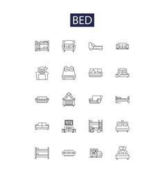 Bed Line Icons And Signs Rest Sleep