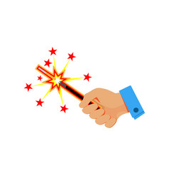 Burning Sparkler In Hand Flat Icon Christmas