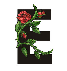 Flower Letter E Colorful Sticker