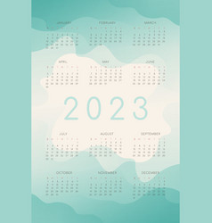 2023 Calendar With Turquoise Teal Green Gradient