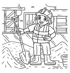 Construction Worker With A Shovel Coloring Page