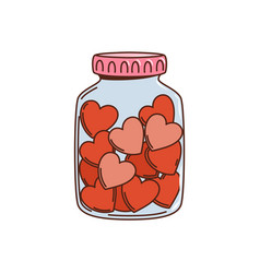 Cartoon Retro Groovy Hippie Jar With Love Hearts