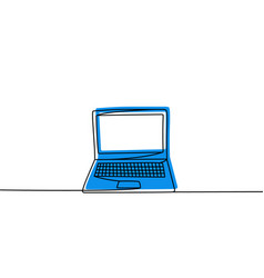 Laptop One Line Colored Continuous Drawing