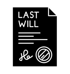 Signed Last Will Black Glyph Icon Document