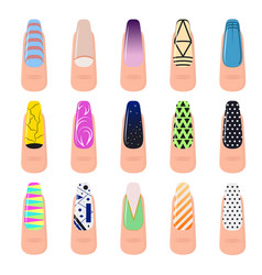 Cartoon color nail diseases icon set Royalty Free Vector