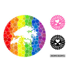 Rainbow Mosaic Stencil Circle Map Hong Kong