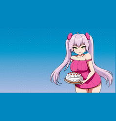 Anime Girl With Birthday Cake