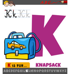 Letter K From Alphabet With Cartoon Knapsack