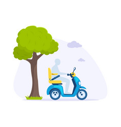 Silhouette Of Man Driving Modern Motorbike Side