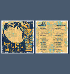 Tiki Bar Club Menu Template Design Drinks Flyer