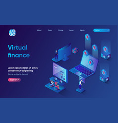 Virtual Finance Concept 3d Isometric Web Landing