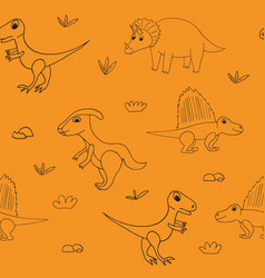 Dinosaurs Seamless Pattern Hand Drawn In Doodle