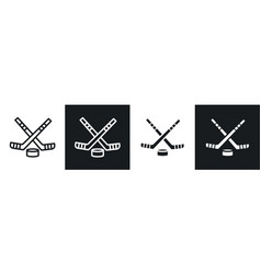 Hockey Sticks Icon Set In Black And White Filld