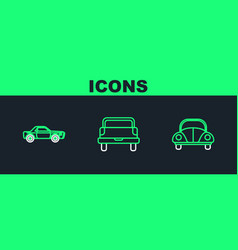 Set Line Car Sedan Car And Pickup Truck Icon