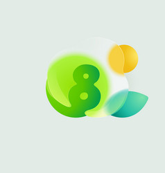 Number Eight Eco Logo In Round Splash With Green