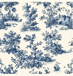 Toile De Jouy Vintage Floral Seamless Pattern 04