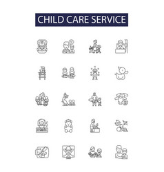 Child Care Service Line Icons And Signs