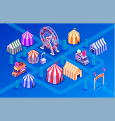 Amusement park circus clown flat Royalty Free Vector Image