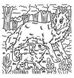 Mother Wolf And Baby Coloring Page For Kids